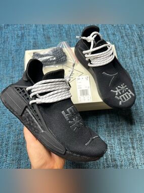 Adidas NMD Hu Pharrell Williams Sneakers in Core Black Mens Size 4 or Womens 5.5
